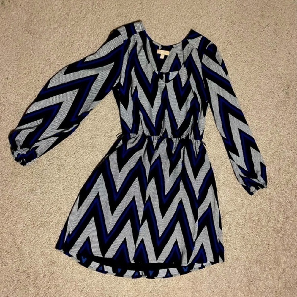 Geometric Blue Grey and black Mini dress size Small‎